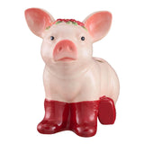 NEW The Pioneer Woman Farmhouse 9 Inch Charming Whimsical Pig Planter with Red Boots, Ceramic