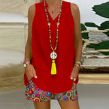 NEW Showy Sleeveless Print Two Piece Set, Sz XL, Red/Multi! Retails $94