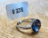 NEW 0.925 Silver Ring With Purple Stone & cubic zirconia on each side of stone - Size 8