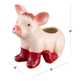 NEW The Pioneer Woman Farmhouse 9 Inch Charming Whimsical Pig Planter with Red Boots, Ceramic