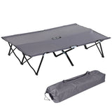 NEW Retails $300+, Outsunny 2 Person Folding Camping Cot For Adults, 50" Extra Wide Outdoor Portable Sleeping Cot With Carry Bag, Elevated Camping Bed, Beach Hiking, Grey Grey Steel