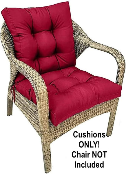 NEW TESICA Waterproof Overstuffed Patio Furniture Cushions for Wicker Chair Deep Red, 41 x 20 Inch, Includes 1