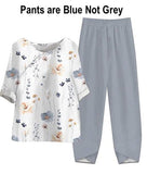 NEW Casual Summer 2 Piece Outfits for Women Cute Sets Floral Print Crewneck Short Sleeve Elastic Pants - Size XL