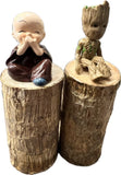 NEW Mini Brazilian Lucky Wood-Magical Sprouting Lucky Bamboo Wood, Stump Mini Plant, Indoor Office Desk Plant, Purifying Indoor Air, 2 Bamboo & 2 Characters (Groot & Buddha)