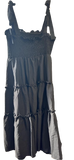 NEW SHEIN CURVE Women's Solid Color Multi-Layered Ruffle Hem Tie Strap Dress, Black Sz 2XL