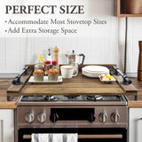 NEW MyGift Rustic Dark Burnt Wood Stove Top Cover - Noodle Board Jumbo Decorative Farmhouse Serving Tray with Industrial Black Metal Pipe Handles - Retails for $190+