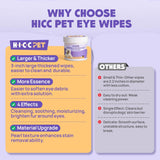 NEW HICC PET Eyes Wipes for Dogs & Cats, Vet-Recommended Dog Eye Infection Treatment, Gently Remove Tear Stain, Debris, Discharge - Hypoallergenic Pet Eye Wash Cleaner for Eyes, Wrinkle, Face - 100pcs, BB 03/27