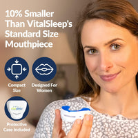 NEW VitalSleep Anti-Snoring Mouthpiece, Smaller Size Recommended for Women, Snoring Solution, Adjustable Jaw Positioning, Personalized Teeth Impressions, USA Made & FDA Cleared Stop Snoring (Blue, Small), Retails $105
