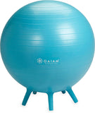 NEW Gaiam Balance Ball Chair - No-Roll Ergonomic Office Chair & Yoga Ball Chair for Home Office Desk with Exercise Guide, Easy Installation Ball Pump, and Built-in Stability Legs, 25.5 in. (65 cm) - Blue