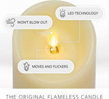 NEW Luminara Moving Flame Pillar Flameless LED Candle, Scalloped Edge, Real Wax, Unscented - Ivory (4.5-inch)