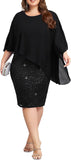 NEW Retails $80+ Hanna Nikole Black Lace Hanna Nikole Women's Plus Size Sleeveless Cape Dress with Chiffon Overlay Bodycon Pencil Dress Sz 20W