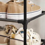 NEW SONGMICS 4-Tier Shoe Rack, Shoe Storage Organizer with Metal Frame, Black