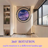 NEW Large 17.3" Wall Mounted Sand Art Liquid Motion 3D Dynamic Sculpture, 360°Rotate Wall Art, Moving Sand Art Décor, Deep Sea Sandscape, Glass Crafts Solid Wood Frame, Relaxing Quicksand Décor (Purple)
