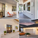 NEW Retails $70, Dusk to Dawn Outdoor Wall Lights 2 Pack, White Up and Down Exterior Wall Light Fixture Outdoor Lights for House Hallway Garage Entryway, 13.5 Inches Tall