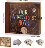 NEW Our Adventure Book Travel Diary Photo Album - Retro Style Souvenir, Vintage Scrapbook, DIY Guestbook for Anniversary, Wedding, Baby, Friend Gift - Valentine's Day Gift (Ball)