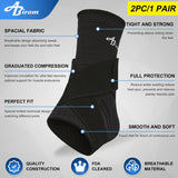 NEW ABIRAM Ankle Brace for Women & Men, Ankle Compression Sleeve, Foot Sleeve with Wrap, Ankle Support, Foot Brace for Sprained Foot & Arch, Plantar Fasciitis Relief Socks, Achilles Tendonitis, Black, Pair, Sz S