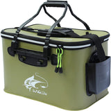 NEW Foldable Fishing Bucket, 23L Live Fish Container, Multi-Functional Bait Bucket, Outdoor Camping EVA Bag and Protection Bucket (ArmyGreen, 23L/6Gallon)