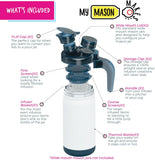 NEW Retails $50, My Mason Makes - Fruit Infuser Water Bottle - with Thermal Jar - Compatible with All Glass Wide Mouth Mason Jars - BPA Free - Infuse Anything with Three Different Filters