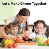 NEW Retails $40, 34 Pcs Montessori Kitchen Toys for Toddlers-Kids Knife Sets for Real Cooking with Safe Knives, Serrated Plastic Knives, Potato Slicers, Sandwich Cutter, Peeler and Cutting Board