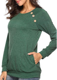 NEW Women's Long Sleeve Button-Down Blouses Crew Neck Pullover Casual T Shirt Loose Tunic Tops, Green, Plus Size 22W