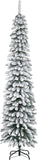 NEW Retails $90, HOMCOM 7 FT Snow-Flocked Artificial Christmas Tree, Slim Pencil Xmas Tree with Realistic Branches, Metal Base, Green
