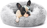 NEW Eterish Anxiety Donut Dog Bed Small, Calming Dog Beds for Anxiety 23 inches, Fluffy Round Dog Cat Pet Puppy Bed with Raised Rim, Machine Washable, Light Grey