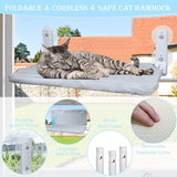 NEW Cat Window Perch Cordless Foldable Cat Hammock for Indoor Cats，Cats Window Seat with Metal Frame and Suction Cups, Replaceable Soft Covers Included (Medium)