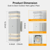 NEW Retails $70, Dusk to Dawn Outdoor Wall Lights 2 Pack, White Up and Down Exterior Wall Light Fixture Outdoor Lights for House Hallway Garage Entryway, 13.5 Inches Tall