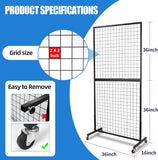 NEW Retails $300, Assembled Grid Wall Panels, 2 Packs 3'x 6' Grid wall Panels Stand with T-Base, Black Wire Gridwall Display Rack, Craft Show Display Rack, Art Gridwall Display Stand