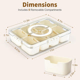 NEW Snackle Box Container, Divided Clear Snack Box Serving Tray With Lid and Handle, 8-Compartment Snack Tray, Portable Travel Snack Container, Perfect for Parties, Travel, and Picnics (1 Pack)