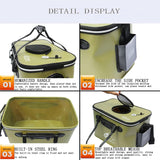 NEW Foldable Fishing Bucket, 23L Live Fish Container, Multi-Functional Bait Bucket, Outdoor Camping EVA Bag and Protection Bucket (ArmyGreen, 23L/6Gallon)