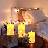 NEW HIYAA LED Flameless Candle, LED Candles with Embedded String Lights, 3 Pack Battery Operated Candles with Remote Control, 24-Hour Timer Function, Dancing Flame, Real Wax