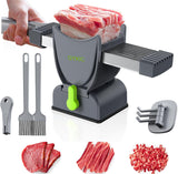 NEW Safe Mandoline Slicer for Kitchen, Vegetable Chopper, Potato Slicer Thickness Adjuster, French Fry Cutter, Veggie Onion Dicer Faster Kitchen Mandolin for Meal Prep (Meat Slicer Gray)
