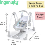 NEW Ingenuity ConvertMe Swing-2-Seat - Raylan - Battery-Saving Portable Swing