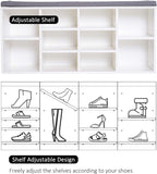 NEW IN BOX Retails $105, HOMCOM Shoe Bench with Storage, Upholstered Entryway Bench with Adjustable Shelves, Cushion for Living Room, Hallway, White