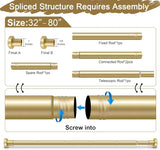 NEW Retails $45, YNL Gold Shower Curtain Rod 32-80 Inch(2.7-6.6ft), Non Slip, Never Rust, No Drill Stainless Steel Spring Tension Shower Rod, Telescoping Curtain Rod for Bathroom Window Living Room