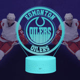 NEW LCFhome Ice Hockey Night Light, 3D Oilers Night Light, Edmonton Lamp, 16 Color Changing with Remote Control+Timer+Dim, Christmas Birthday Gifts for Kids Boys Girls Men Women Hockey Sports Fans