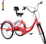 NEW, Fully Assembled, VEVOR Tricycle Adult 26’’ 7-Speed 3 Wheel Bikes for Adults Three Wheel Bike for Adults Adult Trike Adult Folding Tricycle Foldable Adult Tricycle 3 Wheel Bike Trike for Adults, Retails $402