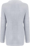 NEW Bolayu Women Loose Plus Size Round Neck Pullover Solid Color Knit Sweater Pullover Grey, Large