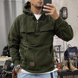 NEW LELEBEAR Men's Carhartt Dupe Tactical Sweatshirt Quarter Zip Cargo Pullover Hoodie, Sz M Olive Green! Has Carhartt Logo on left front pocket