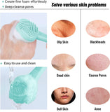 NEW Silicone Facial Cleansing Brush 3 Pack, Beomeen 4 in 1 Handheld Face Scrubber for Deep Gentle Exfoliating, Double-Ended Face Wash Scrub Brush for Face Skincare and Massage (Green)