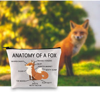 NEW G2TUP Fox Lover Gift Anatomy Of A Fox Makeup Bag Fox Owner Cosmetic Bag Fox Themed Gift Fox Fan Gift Fox Animal Travel Toiletry Bag, Anatomy Of A Fox White Bag