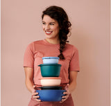 NEW Retails $150, Mepal, Cirqula Set of 4 Multi Food Storage and Serving Bowls with Lids, Food Prep Containers, Deep, Nordic Black, 1 each (17oz, 34oz, 68oz, 101oz), 1 Set
