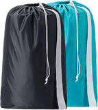 NEW HOMEST 2 Pack XL Nylon Laundry Bag with Strap, Large Dirty Clothes Organizer, Easy Fit a Laundry Hamper or Basket, Can Carry Up to 4 Loads of Laundry, Black and Sky Blue