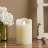 NEW Luminara Moving Flame Pillar Flameless LED Candle, Scalloped Edge, Real Wax, Unscented - Ivory (4.5-inch)