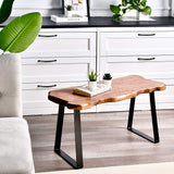 NEW Retails $130, WELLAND Wood Entryway Bench with Metal Legs, Mid-century Modern Bench for Living Room, Indoor, Porch, Farmhouse