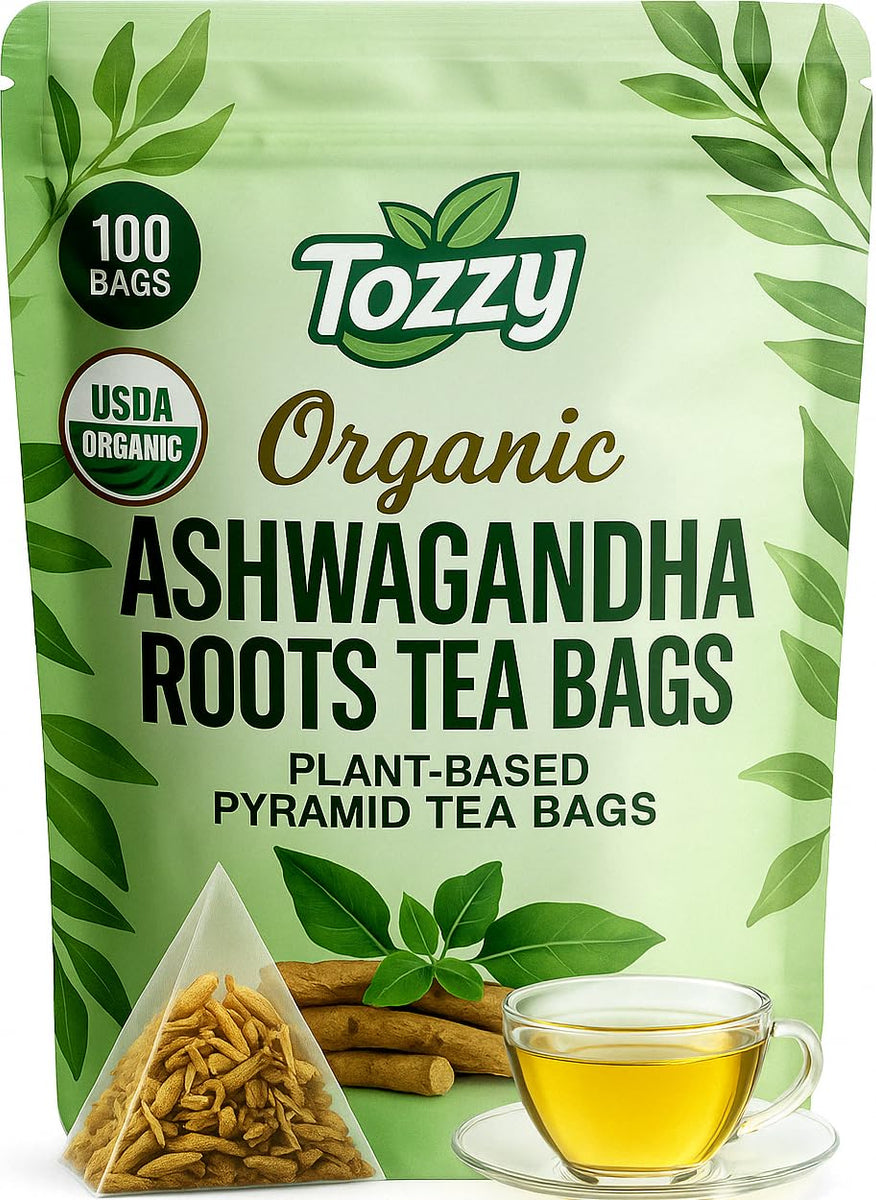 NEW Tozzy Organic Ashwagandha Tea – 100 Count, Plant-Based Pyramid Tea ...