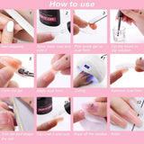 NEW All in one Makartt Poly Glitter Nail Extension Gel Kit with UV LED Nail Lamp 24W, 16 Accessories!