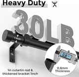 NEW Retails $46, VOIIY Curtain Rods for Windows, Black 1'' Diameter Drapery Rods with End Cap Style Design, Modern Adjustable Heavy Duty Curtain Rod, Size: 36''- 88''