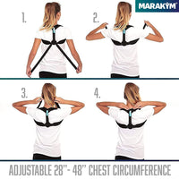 NEW Posture Corrector – Adjustable Clavicle Brace to Comfortably Improve Bad Posture for Men and Women - Posture Corrector for Women and Men Plus Kinesiology Tape and Carry Bag Included by MARAKYM